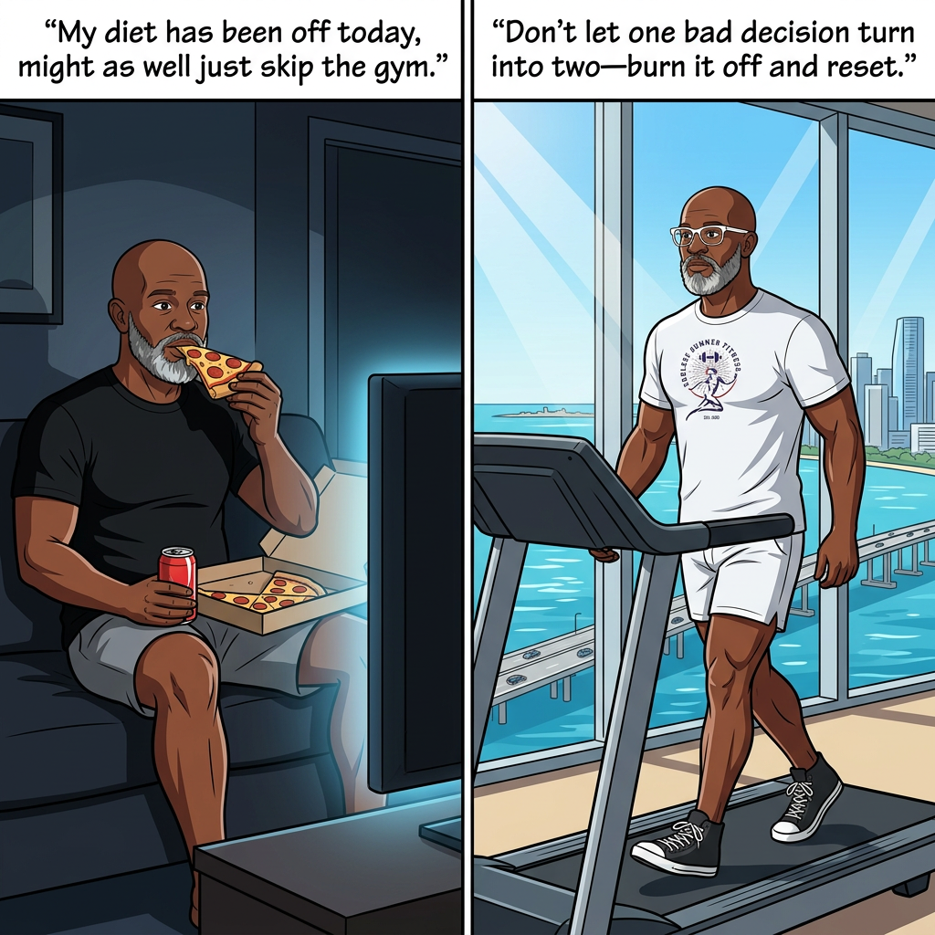 Panel A) a person snacking too heavily. B) A healthy hybrid athlete walks on the treadmill to burn off unnecessary calories. 7 Healthy On‑the‑Go Snacks for Hybrid Athletes 